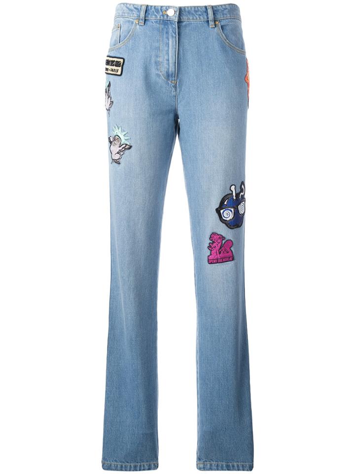 Kenzo Badge Appliquéd Boyfriend Jeans - Blue