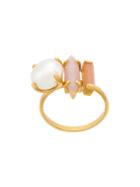 Wouters & Hendrix Technofossils Sunstone, Cat's Eye And Pearl Ring -