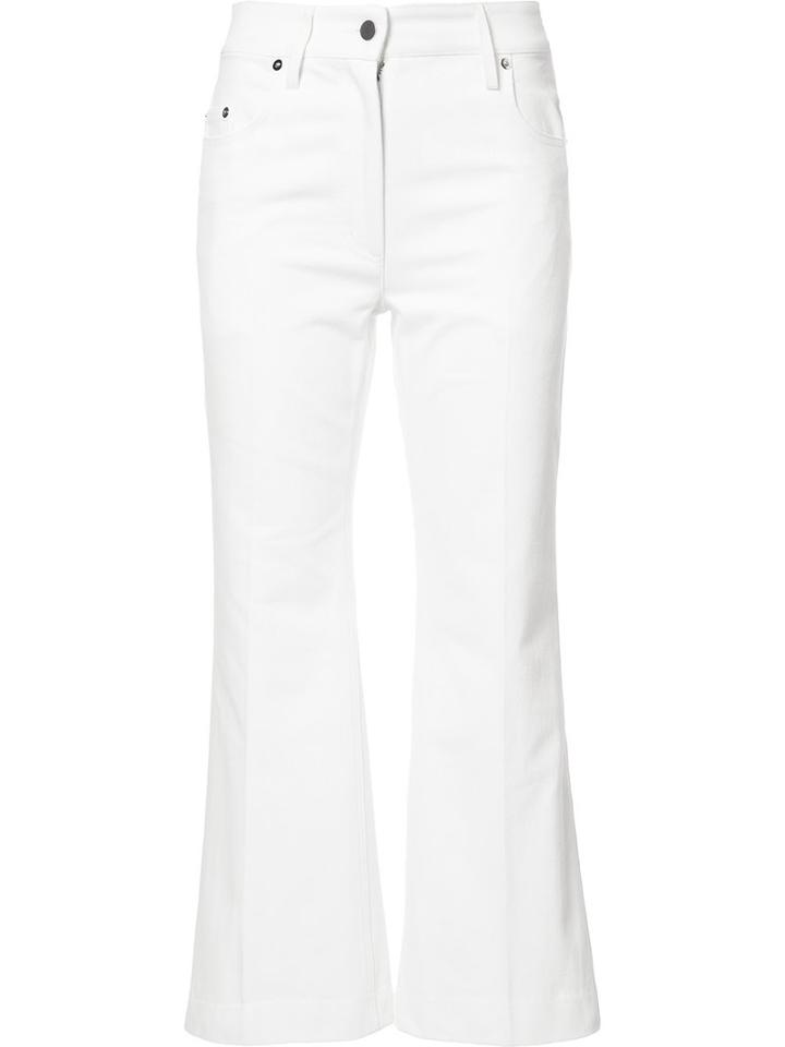 Calvin Klein Cropped Trousers, Women's, Size: 4, White, Cotton