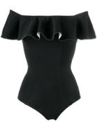 Lisa Marie Fernandez Mira Ruffle Off-shoulder Swimsuit - Black