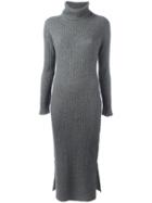 Alice+olivia Turtle Neck Knit Dress, Women's, Size: Large, Grey, Cashmere/wool/nylon/spandex/elastane