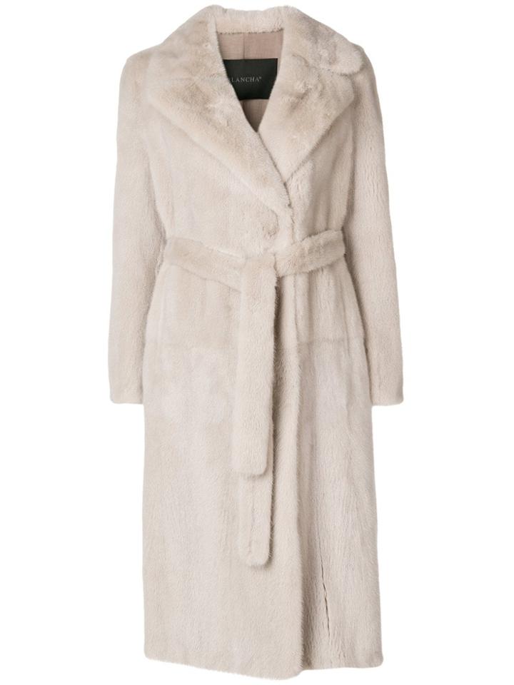Blancha Mink Fur Belted Coat - Nude & Neutrals
