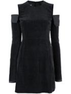 Yang Li Frayed Edge Cold Shoulder Dress, Women's, Size: 42, Grey, Viscose/cotton/linen/flax