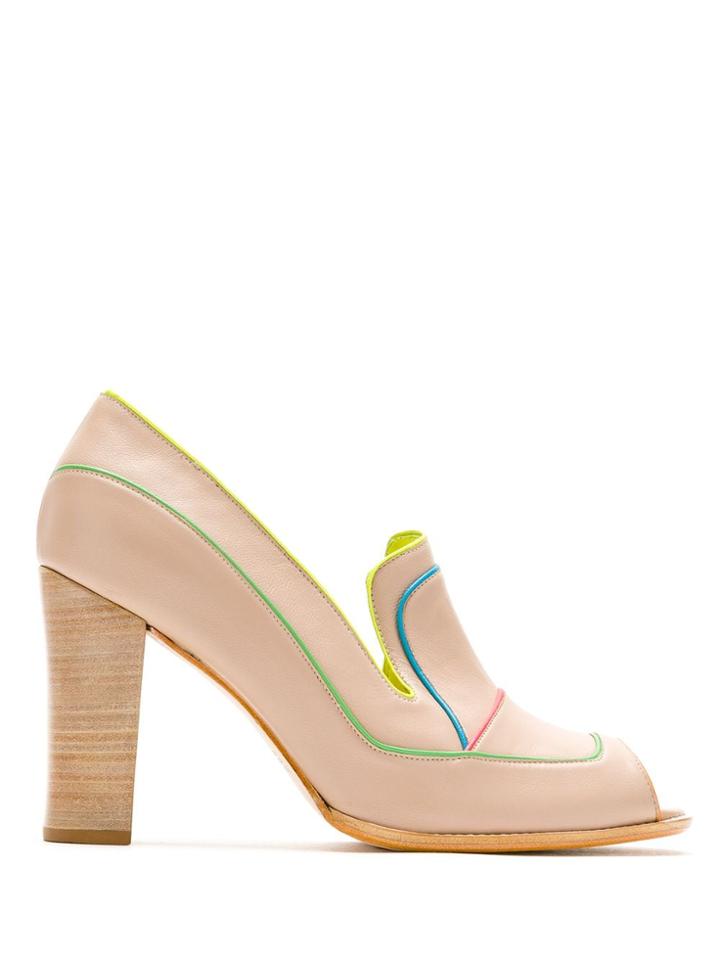 Sarah Chofakian Color Block Piping Pumps - Neutrals