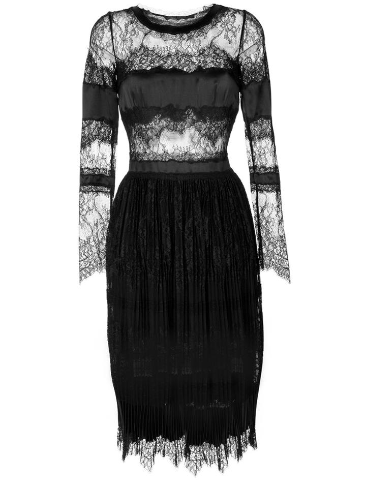 Ermanno Scervino Lace Plated Sheer Dress - Black