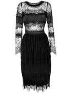 Ermanno Scervino Lace Plated Sheer Dress - Black
