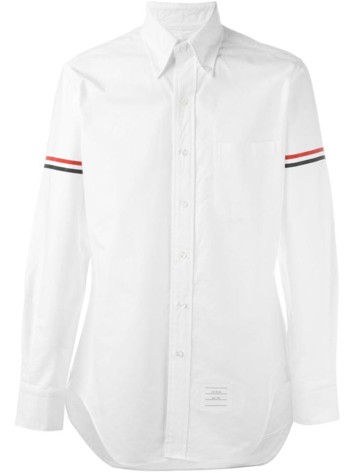 Thom Browne Striped Detail Shirt, Men's, Size: 4, White, Cotton