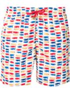 Timo Trunks Fish Print Swim Shorts, Men's, Size: 30, Red, Polyester