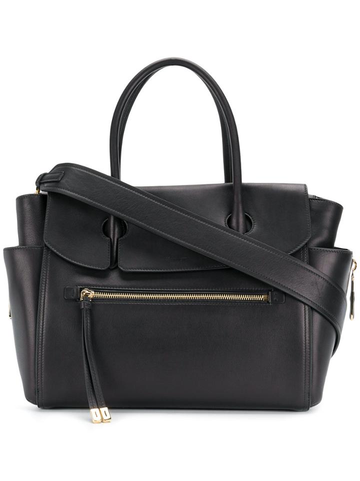 Salvatore Ferragamo Front Zip Pocket Tote - Black