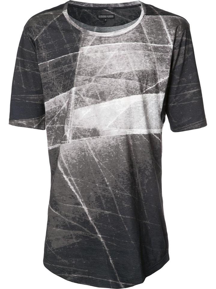 Stylised Print T-shirt, Men's, Size: 52, Grey, Cotton, Alexandre Plokhov