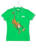 Moschino Kids Monkey Print Polo Shirt, Size: 14 Yrs, Green