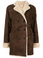 Hermès Pre-owned Shearling Double Breasted Coat - Brown