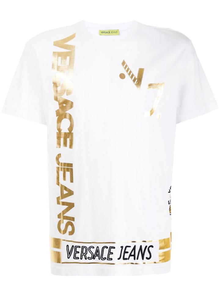 Versace Jeans Gold-tone Print T-shirt - White