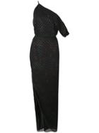 Michelle Mason Asymmetric Polka Dot Gown - Black