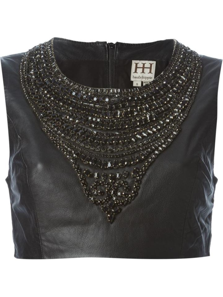 Haute Hippie Gem Embellished Cropped Tank Top