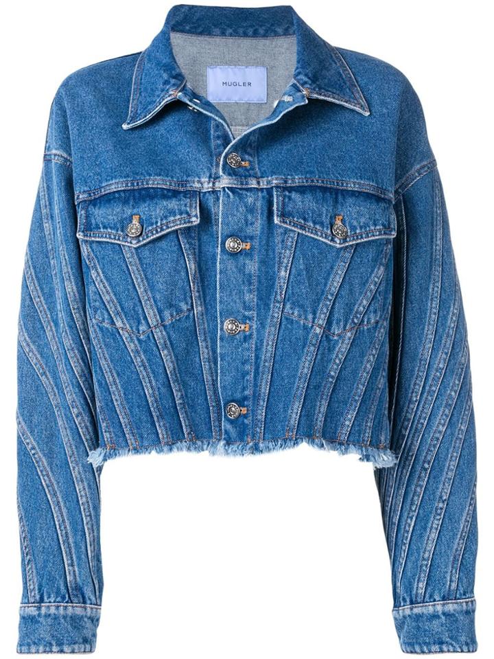 Mugler Oversized Denim Jacket - Blue