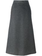 Saint Laurent Long Length A-line Skirt, Women's, Size: 38, Grey, Silk/wool