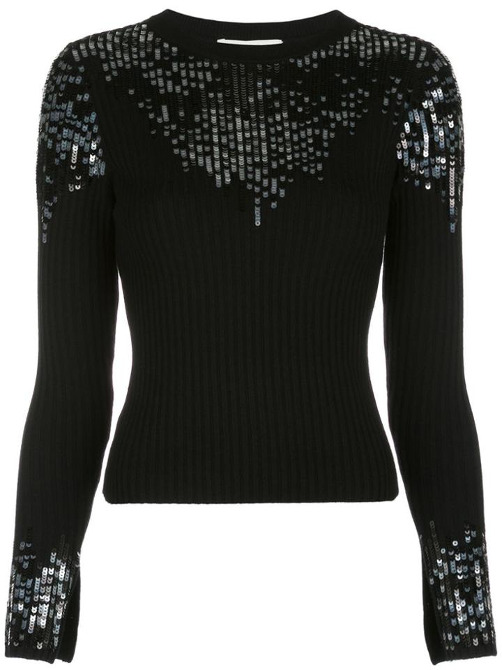 Jonathan Simkhai Sequin-embellished Ribbed Jumper - Black