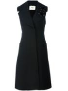 Fendi Sleeveless Coat, Women's, Size: 44, Black, Silk/wool