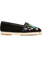 Giuseppe Zanotti Design Embroidered Espadrilles, Women's, Size: 40, Black, Suede/polyester/leather/raffia