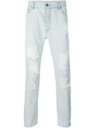 Palm Angels Distressed Slim Jeans, Men's, Size: 33, Blue, Cotton