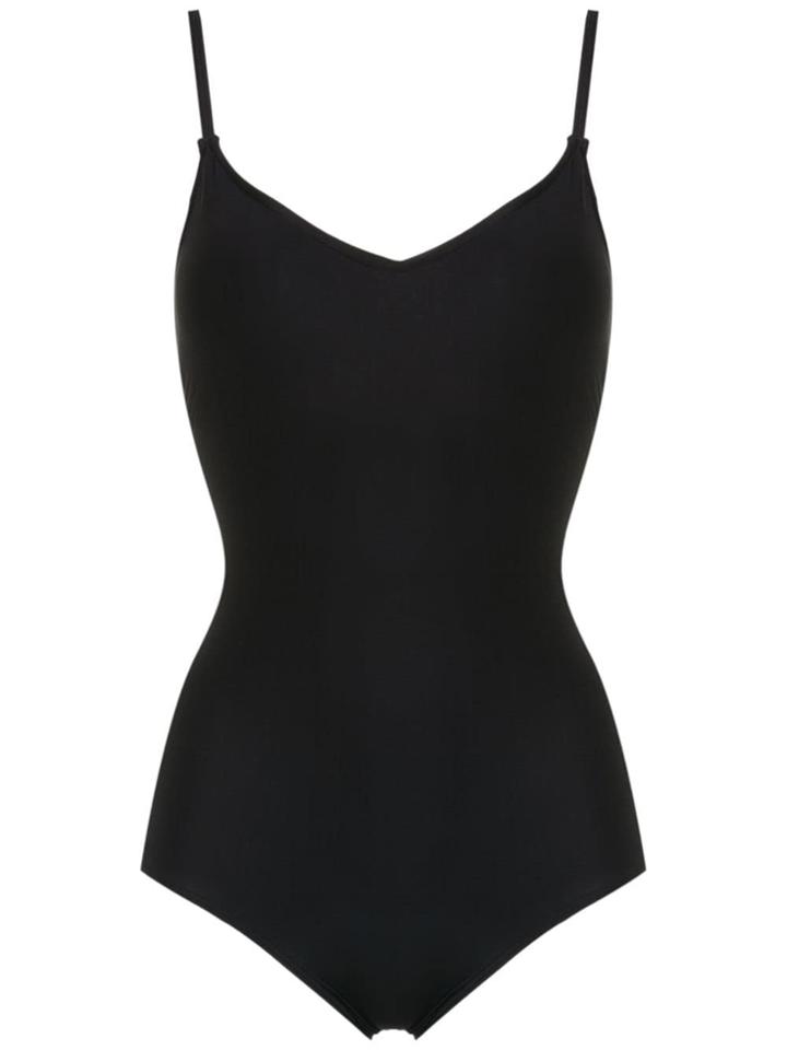 Track & Field Spaghetti Straps Swimsuit - Black