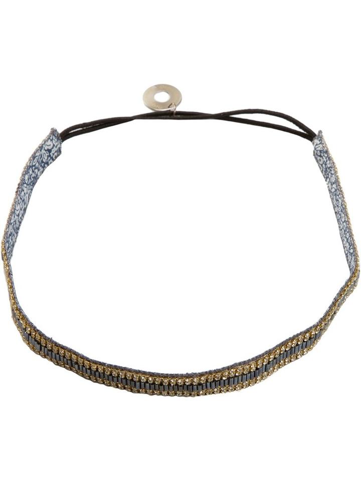Serpui - Embellished Headband - Women - Leather/crystal - One Size, Women's, Grey, Leather/crystal