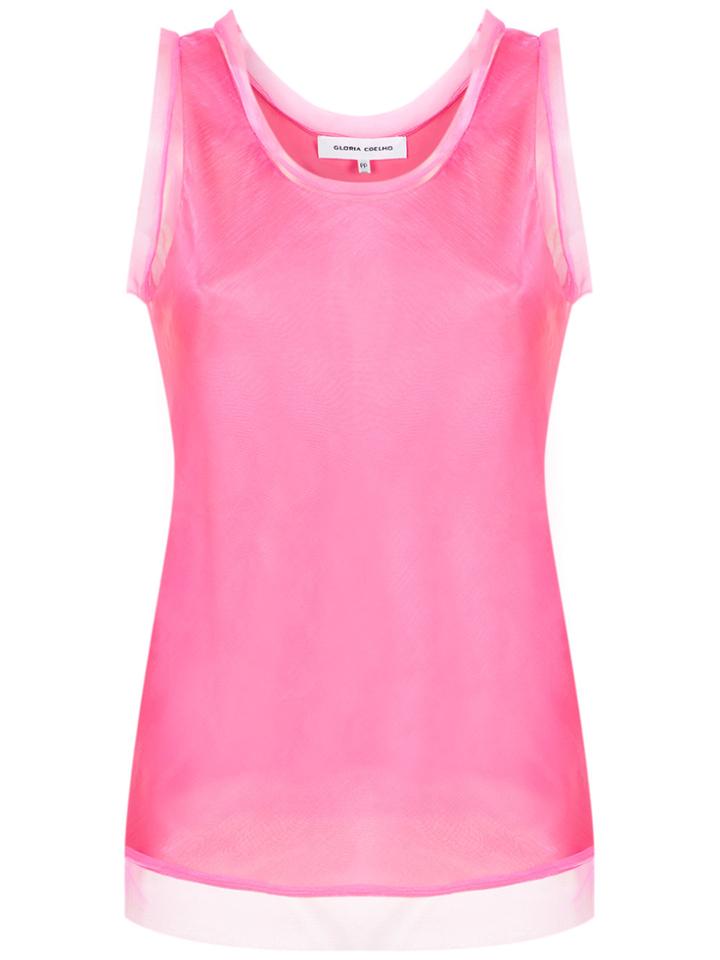 Gloria Coelho Organza Tank Top - Pink & Purple