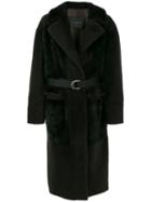 Blancha - Belted Long Coat - Women - Cotton/leather/mink Fur/metal - 42, Brown, Cotton/leather/mink Fur/metal