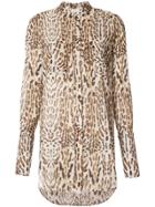 Adam Lippes Ocelot Printed Voile Blouse With Stand Collar - Yellow &