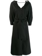 Tela V-back Shirt Dress - Black