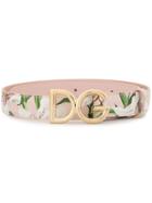 Dolce & Gabbana Lily Print Belt - Pink