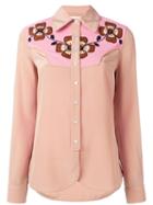 Coach Floral Yoke Shirt, Women's, Size: 0, Pink/purple, Silk/viscose