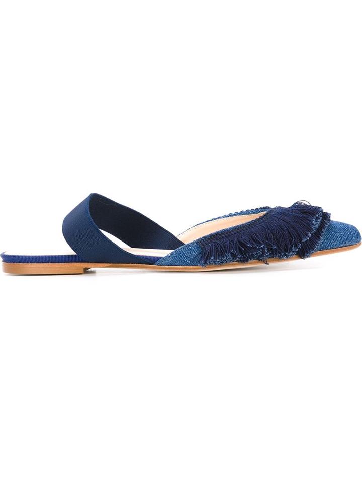 Anna Baiguera Denim Open Back Ballerina Shoes