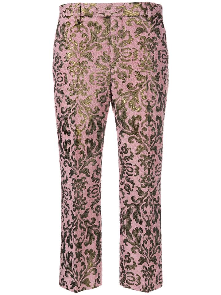 Pt01 Cara Jacquard Croppes Trousers - Pink & Purple