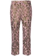 Pt01 Cara Jacquard Croppes Trousers - Pink & Purple
