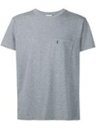 Saint Laurent Logo Pocket T-shirt, Men's, Size: Medium, Grey, Cotton