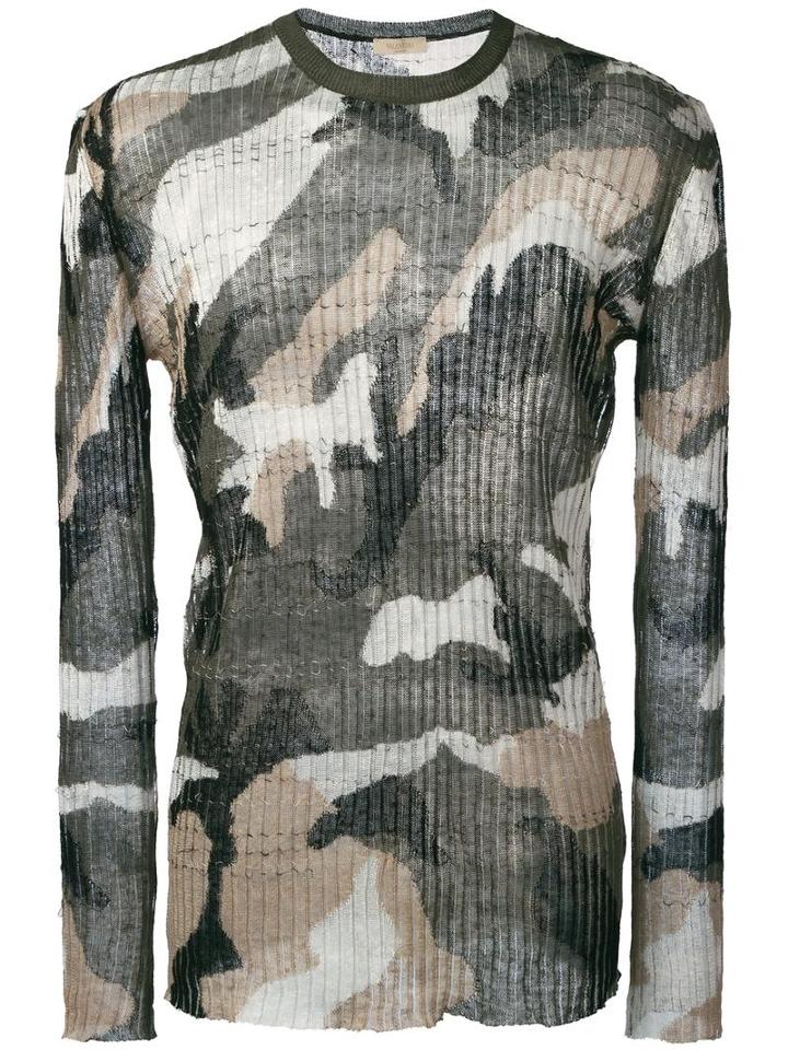 Valentino Camuflage Jumper, Men's, Size: Large, Green, Linen/flax