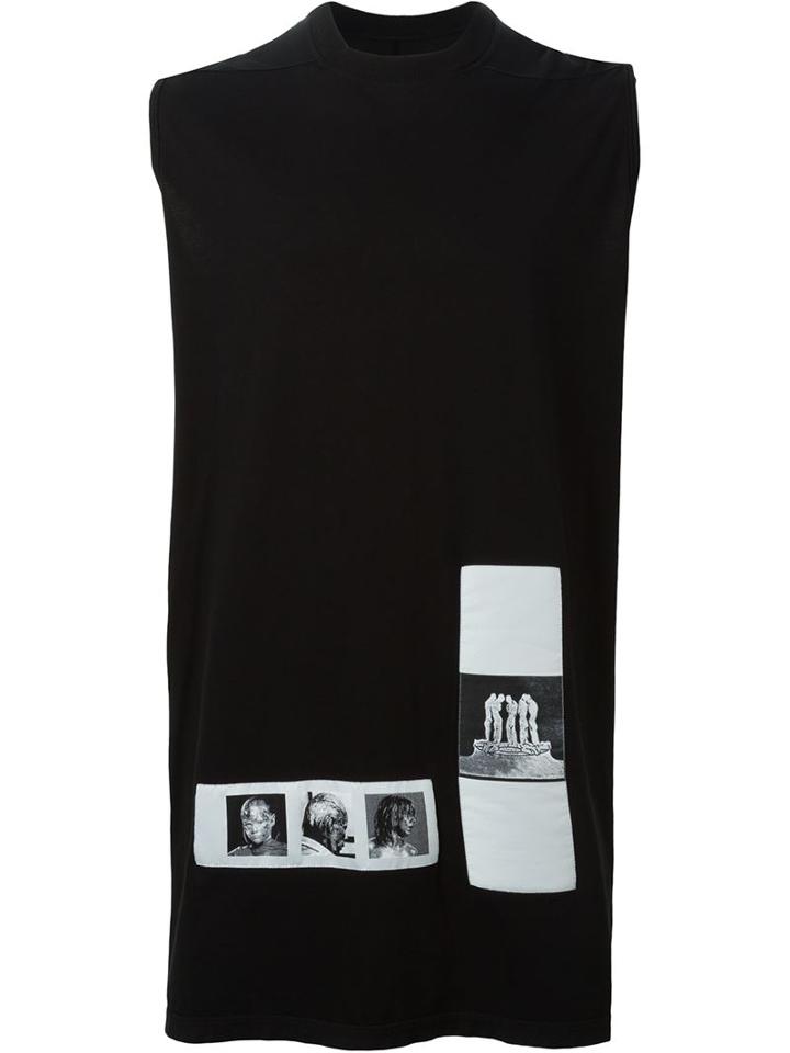 Rick Owens Drkshdw Photo Patch Tank Top, Men's, Black, Cotton