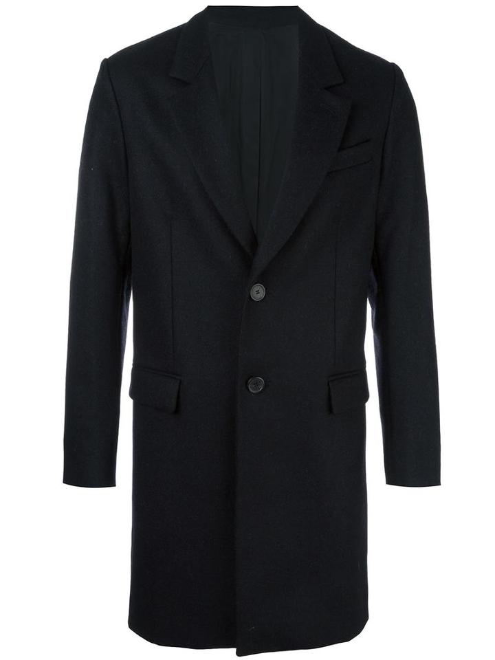 Ami Alexandre Mattiussi Single Breasted Coat, Men's, Size: 46, Blue, Cotton/polyamide/acetate/wool