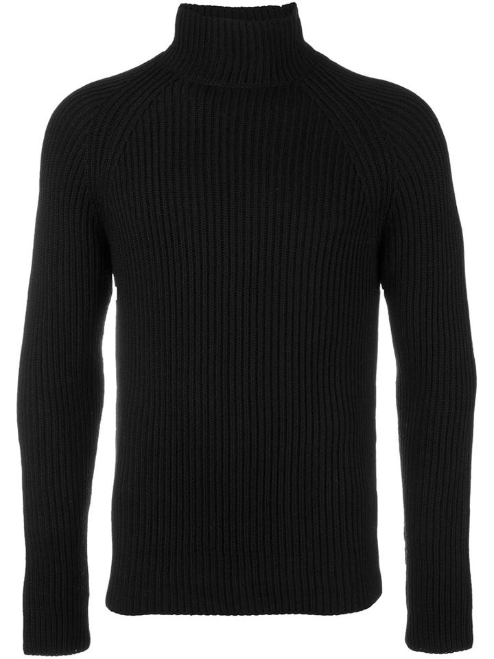 Joseph Ribbed Roll Neck Jumper, Men's, Size: Xl, Black, Merino