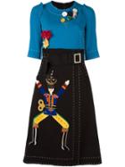 Dolce & Gabbana Embellished Colour Block Dress, Women's, Size: 40, Blue, Silk/polyamide/spandex/elastane/virgin Wool