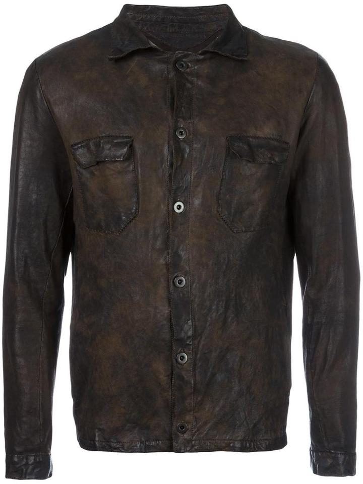 Salvatore Santoro Distressed Leather Jacket, Men's, Size: 46, Brown, Cotton/leather