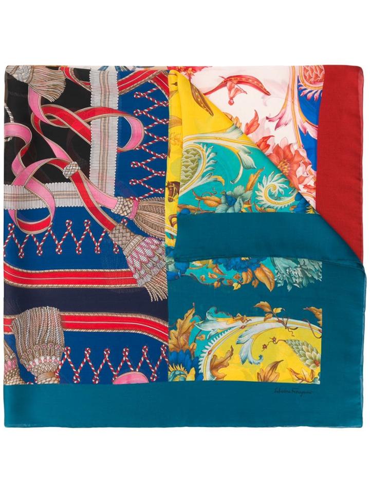 Salvatore Ferragamo Printed Cashmere Shawl - Blue