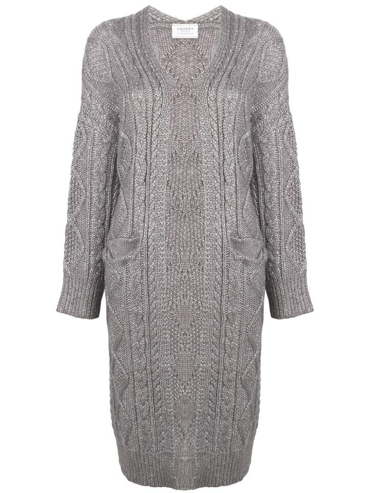 Snobby Sheep Mesh Knit Long Cardigan - Grey