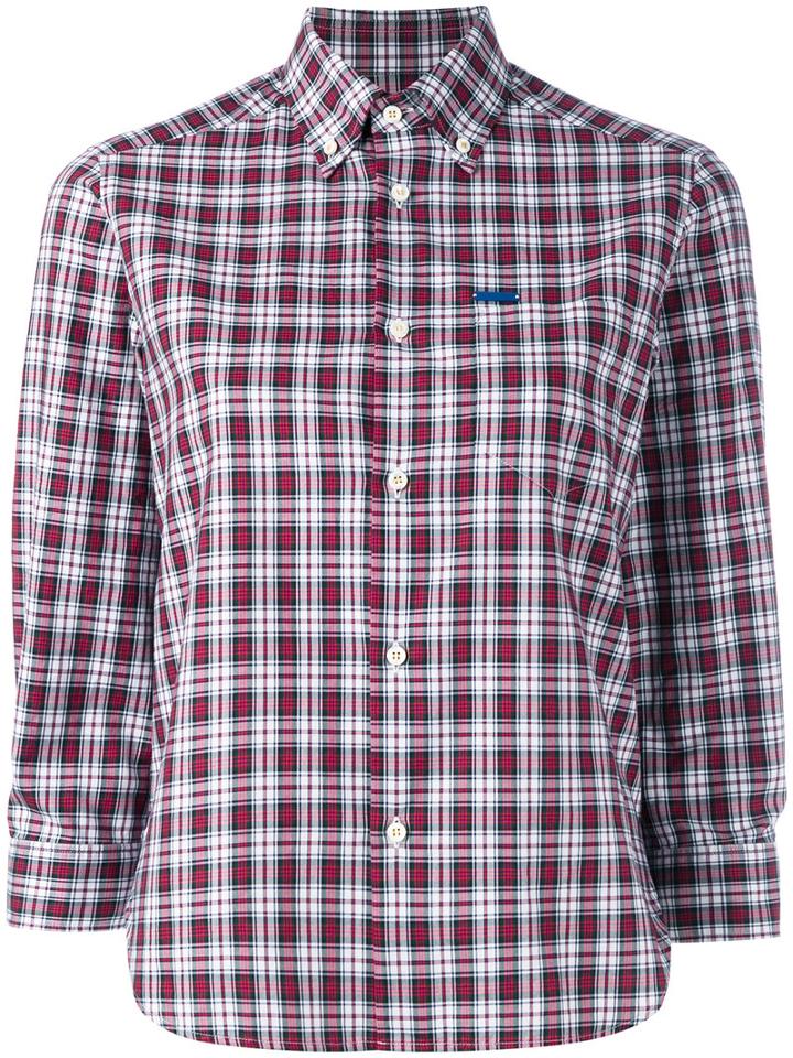 Dsquared2 - Cropped Sleeve Plaid Shirt - Women - Cotton - 42, Red, Cotton