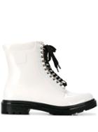 Casadei Contrast Lace-up Boots - White