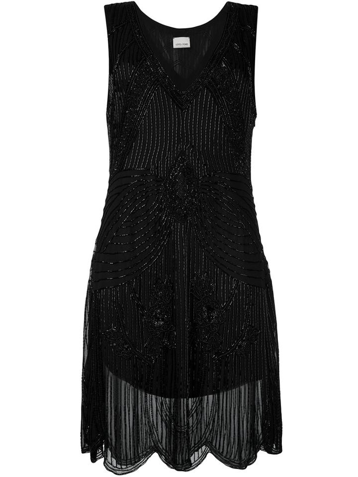 Loyd/ford - Embellished Flapper Dress - Women - Silk - 4, Black, Silk