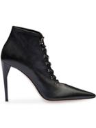 Miu Miu Lace-up Booties - Black