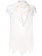 Aganovich - Draped Neck Asymmetric Blouse - Women - Cotton - 36, White, Cotton